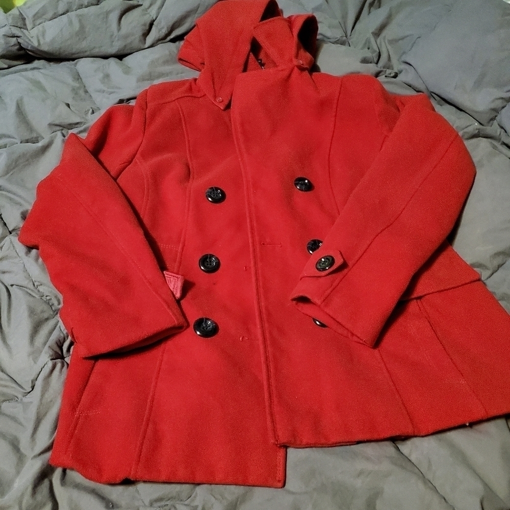 RED pea coat